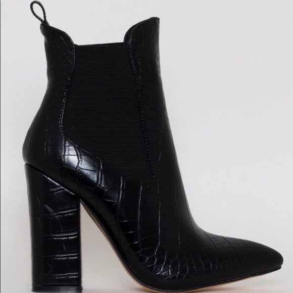 4.5in Black Snake Skin Printed Boot Heel - Picture 2 of 4